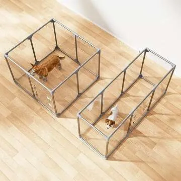 Sleek Acrylic Dog Playpen | Indoor Pet Fence | 10 Panels for a Safe Play Area