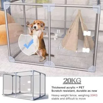 Acrylic Pet Playpen | Secure Indoor Dog Fence | 10 Panels