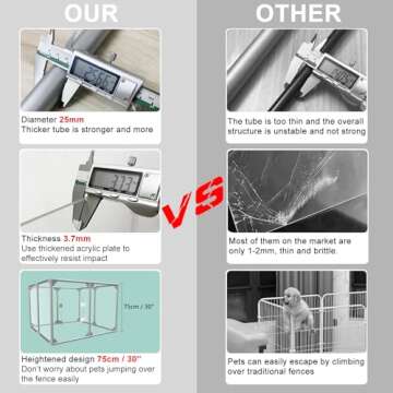 Acrylic Pet Playpen | Secure Indoor Dog Fence | 10 Panels