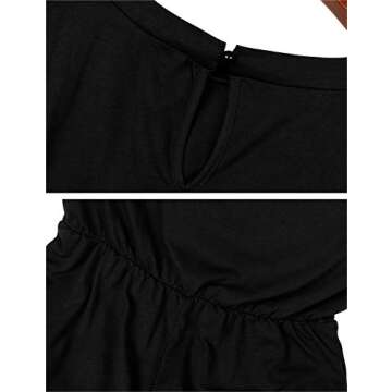 Weilim Women's Casual Cold Shoulder Short Sleeve Loose Jumpsuit Rompers Pockets Top L-Black M