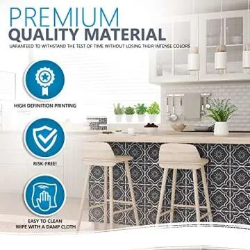 Tile Stickers 6x6in 24pc Inch Kitchen Backsplash Bathroom Vinyl Waterproof Peel and Stick