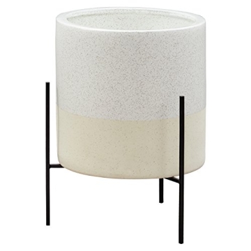 Rivet Mid-Century Ceramic Planter with Iron Stand 17"