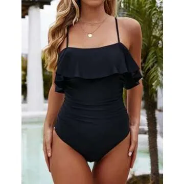 Stylish Ruffle Tummy Control One Piece Swimsuit for Women