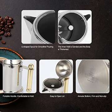 Bewinner Stovetop Espresso Maker - Durable and Portable Coffee Machine