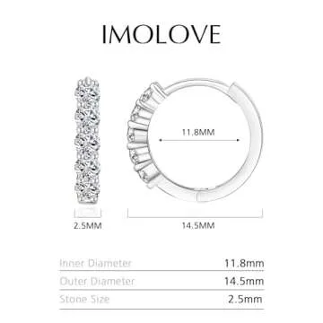 Stunning IMOLOVE Huggie Earrings with Hypoallergenic Moissanite for Women