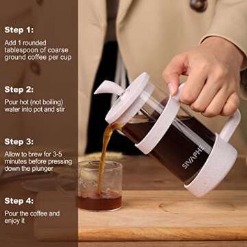 Sivaphe Small French Press 12 fl.oz Light-weight Durable High Borosilicate Carafe with Stainless Steel Filter 0.35L Coffee Maker Frothed