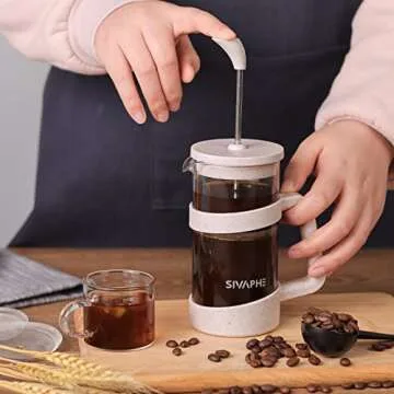 Sivaphe Small French Press 12 fl.oz Light-weight Durable High Borosilicate Carafe with Stainless Steel Filter 0.35L Coffee Maker Frothed