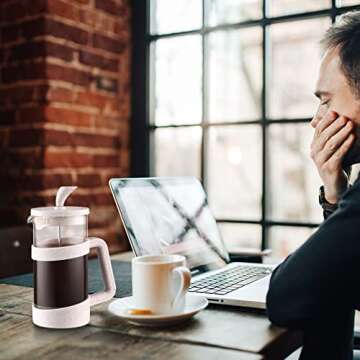 Sivaphe Small French Press 12 fl.oz Light-weight Durable High Borosilicate Carafe with Stainless Steel Filter 0.35L Coffee Maker Frothed