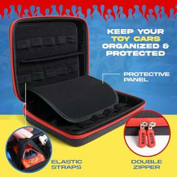All7s Built Tough Hard Shell Storage Case for 20 Hot Wheels and Matchbox Toy Cars, a Perfect Carryin...