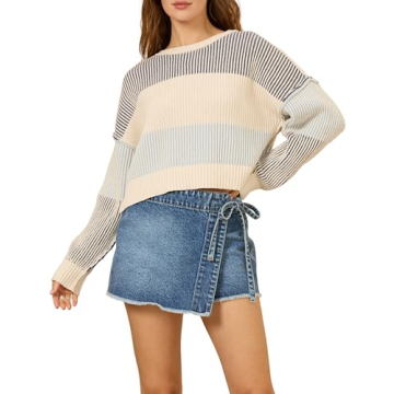 Esmeling Women’s Loose Striped Pullover Sweater for Stylish Comfort