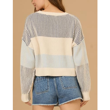 Esmeling Women’s Loose Striped Pullover Sweater for Stylish Comfort