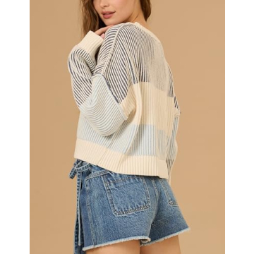 Esmeling Women’s Loose Striped Pullover Sweater for Stylish Comfort