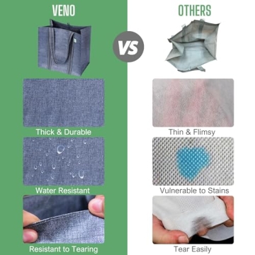 VENO Heavy-Duty Reusable Grocery Bags 4 Pack