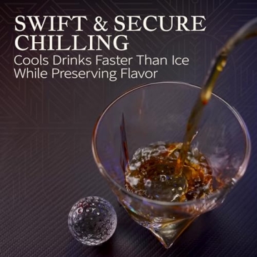 Aridon - Golf Ball Chiller Whiskey Balls, 4-Piece Crystal-Clear Glass Whiskey Stones Large Size, Reusable Whiskey Sphere Stone Set with Ice Ball Tongs, Whiskey Gifts for Men, 1.57”