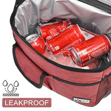 Tirrinia Large Insulated Lunch Bag for Women Men, 10L Leakproof Thermal Reusable Lunch Box for Adult, Tall Meal Prep Lunch Cooler Tote with 4 Pockets for Office Work