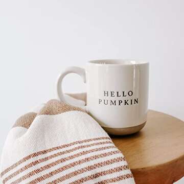 Sweet Water Decor Hello Pumpkin Coffee Mug | Stoneware Fall Coffee Mugs | Microwave & Dishwasher Saf...