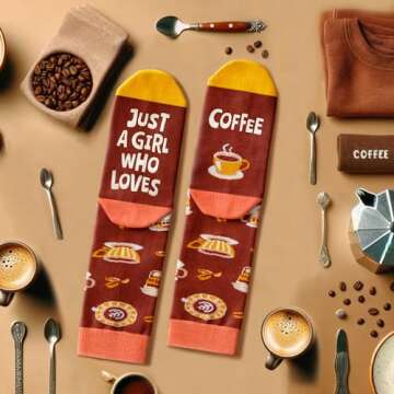 Zmart Coffee Gifts for Women Girls - Funny Crazy Socks for Coffee Lovers Teens, Drinking Gifts Drink Lover Gifts, Stocking Stuffers