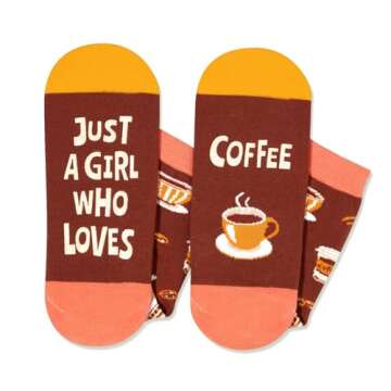 Zmart Coffee Gifts for Women Girls - Funny Crazy Socks for Coffee Lovers Teens, Drinking Gifts Drink Lover Gifts, Stocking Stuffers