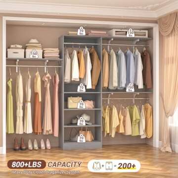 Armocity 96'' Closet System, 8FT Walk In Closet Organizer with 3 Shelving Towers, Heavy Duty Bedroom...