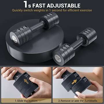 Adjustable Dumbbells Hand Weights Set: Sportneer 1 Pair 0.9-4.5KG (0.9-2.3KG) Fast Adjust Dumbbell W...