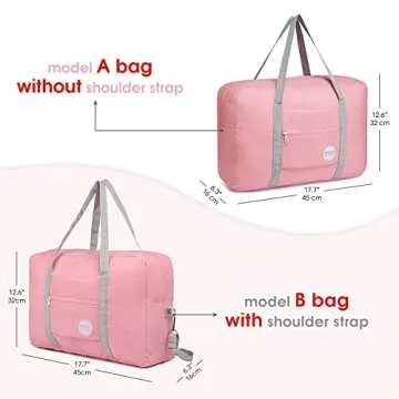 WANDF Foldable Travel Duffel Bag Luggage Sports Gym Water Resistant Nylon (Coral Pink)