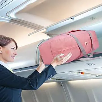 WANDF Foldable Travel Duffel Bag Luggage Sports Gym Water Resistant Nylon (Coral Pink)