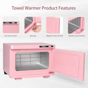 Niuadage Hot Towel Warmer, Towel Warmer Cabinet 8L, Facial Towel Warmer Auto Reheat, Spa Towel Warmer Esthetician,Pink