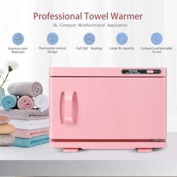 Niuadage Hot Towel Warmer, Towel Warmer Cabinet 8L, Facial Towel Warmer Auto Reheat, Spa Towel Warmer Esthetician,Pink