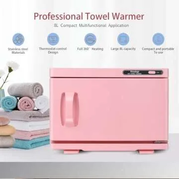 Niuadage Hot Towel Warmer, Towel Warmer Cabinet 8L, Facial Towel Warmer Auto Reheat, Spa Towel Warmer Esthetician,Pink