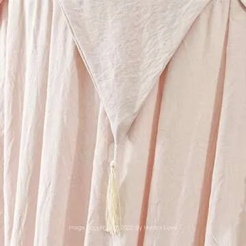 Hommi Lovvi Princess Bed Canopy for Girls, Dreamy Tassels Ceiling Canopy Net Kids Room Decor Soft Nursery Crib Canopy Reading Nook, Large Children Canopies Full Queen Size with Lights - Light Pink