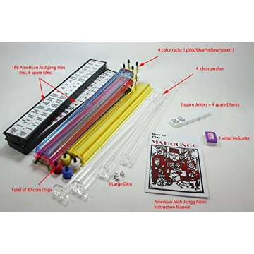 Kai Tai Inc 4 Pushers Complete American Mahjong Set in Aluminum Case, 166 Tiles(mah Jong Mah Jongg M...