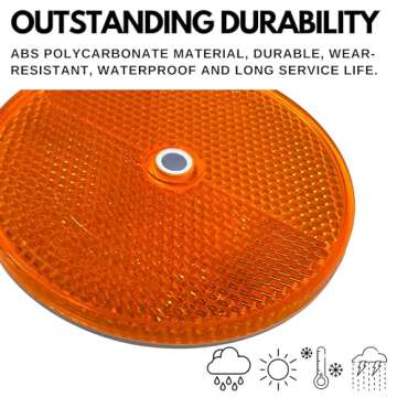 [ALL STAR TRUCK PARTS] Class A 3-3/16" Round Reflector with Center Mounting Hole - 2 Pack for Trailers, Trucks, Automobiles, Mail Boxes, Boats, SUV's, RV's, Industrial Applications (Amber, 2)