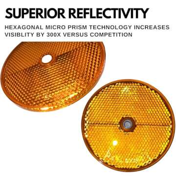 [ALL STAR TRUCK PARTS] Class A 3-3/16" Round Reflector with Center Mounting Hole - 2 Pack for Trailers, Trucks, Automobiles, Mail Boxes, Boats, SUV's, RV's, Industrial Applications (Amber, 2)