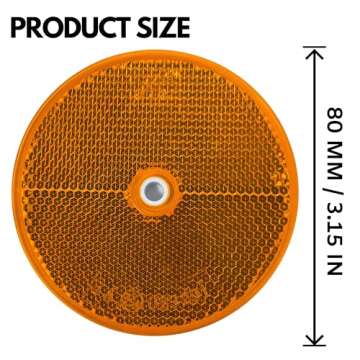 [ALL STAR TRUCK PARTS] Class A 3-3/16" Round Reflector with Center Mounting Hole - 2 Pack for Trailers, Trucks, Automobiles, Mail Boxes, Boats, SUV's, RV's, Industrial Applications (Amber, 2)