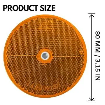[ALL STAR TRUCK PARTS] Class A 3-3/16" Round Reflector with Center Mounting Hole - 2 Pack for Trailers, Trucks, Automobiles, Mail Boxes, Boats, SUV's, RV's, Industrial Applications (Amber, 2)