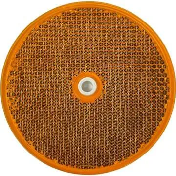 [ALL STAR TRUCK PARTS] Class A 3-3/16" Round Reflector with Center Mounting Hole - 2 Pack for Trailers, Trucks, Automobiles, Mail Boxes, Boats, SUV's, RV's, Industrial Applications (Amber, 2)