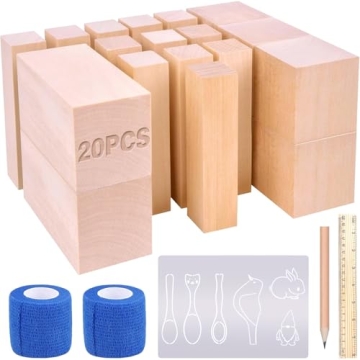 25 pcs Whittling Wood Blocks Wood Carving Kit with 3 Different Sizes, Perfect for All Skills
