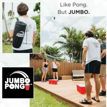 Jumbo Pong - Giant Yard Pong Outdoor Games for Ultimate Fun! - Durable Set with Cups & Balls Include...
