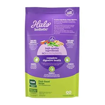 Halo Holistic Plant-Based Recipe With Superfoods, Complete Digestive Health, Vegan Dry Dog Food Bag,...