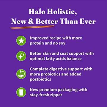 Halo Holistic Plant-Based Recipe With Superfoods, Complete Digestive Health, Vegan Dry Dog Food Bag, Adult Formula, 10-lb Bag