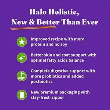 Halo Holistic Plant-Based Recipe With Superfoods, Complete Digestive Health, Vegan Dry Dog Food Bag, Adult Formula, 10-lb Bag