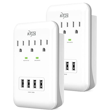 KMC 3-Outlet Wall Mount Surge Protector with USB