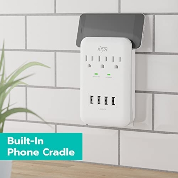KMC 3-Outlet Wall Mount Surge Protector with USB