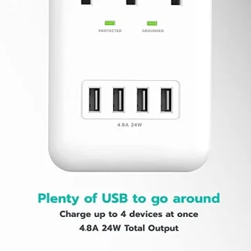 KMC 3-Outlet Wall Mount Surge Protector with USB