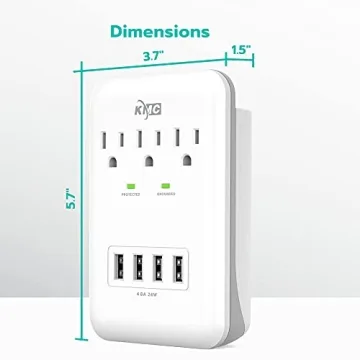 KMC 3-Outlet Wall Mount Surge Protector with USB