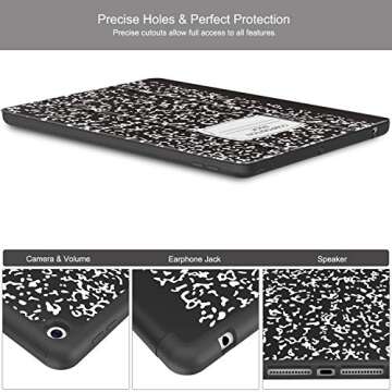 Soke Case for iPad 9th Generation 2021/8th Gen 2020/7th Gen 2019 with Pencil Holder - Premium Shockproof Case with Soft TPU Back Cover & Auto Sleep/Wake for iPad 10.2 Inch, Book Black