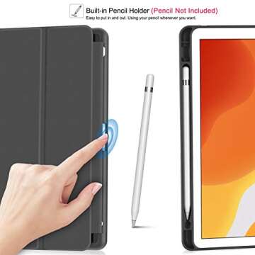 Soke Case for iPad 9th Generation 2021/8th Gen 2020/7th Gen 2019 with Pencil Holder - Premium Shockproof Case with Soft TPU Back Cover & Auto Sleep/Wake for iPad 10.2 Inch, Book Black