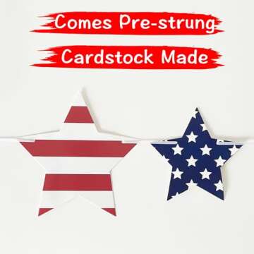 VILIFEVER Patriotic Star Garland Banner for 4th of July Decorations, Red White Blue Stars Bunting for Memorial Day, Veterans Day, Independence Day Decorations Patriotic Holiday Hanging Decorations