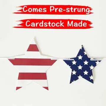 VILIFEVER Patriotic Star Garland Banner for 4th of July Decorations, Red White Blue Stars Bunting for Memorial Day, Veterans Day, Independence Day Decorations Patriotic Holiday Hanging Decorations