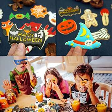 12Pcs Halloween Cookie Cutters Set - Stainless Steel Sandwich Cutter Shapes, Pumpkin Ghost Bat Cat C...
